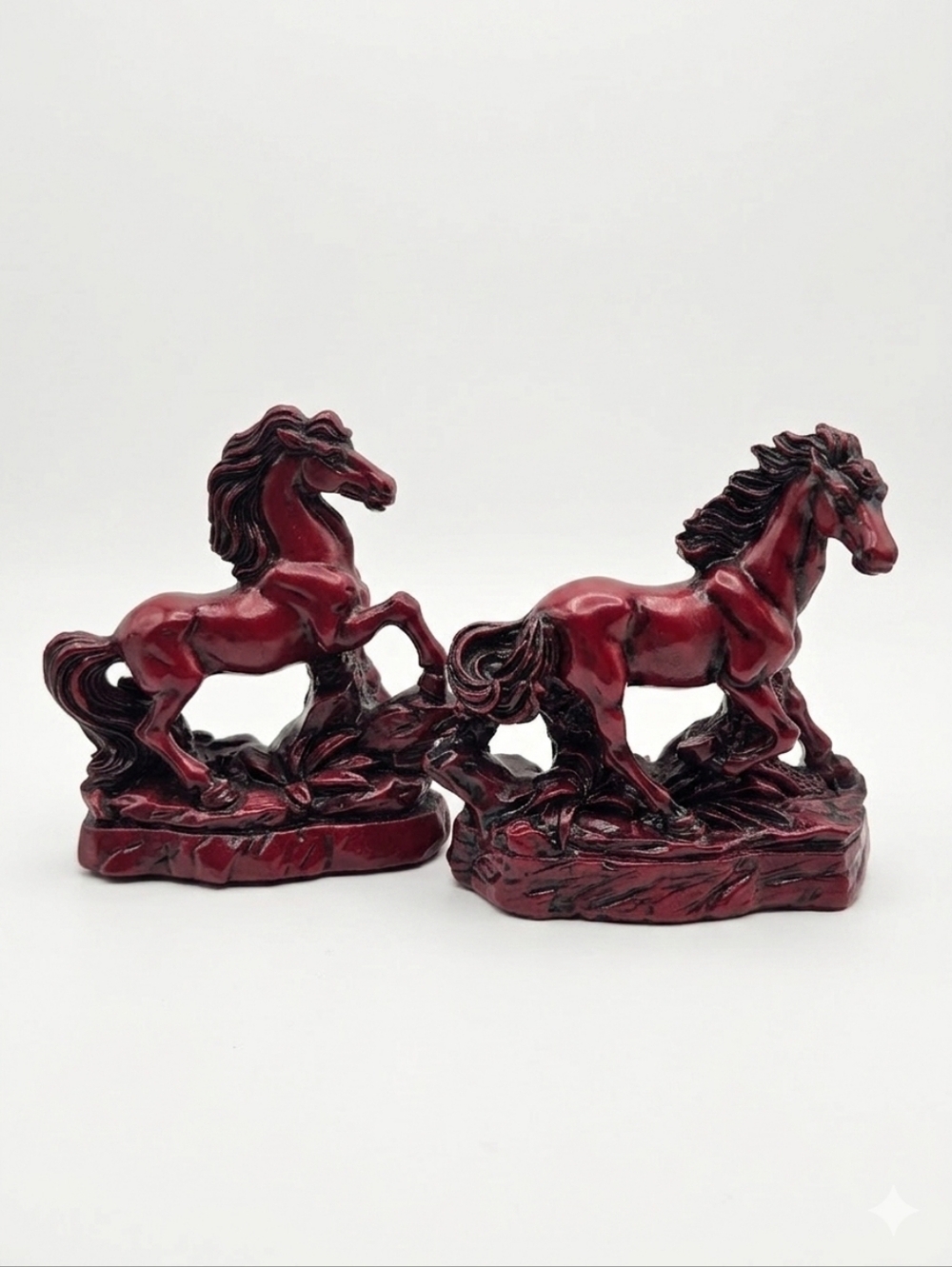 Vintage Hayward Red Faux Cinnabar Horse Figurines Pair - Set of 2